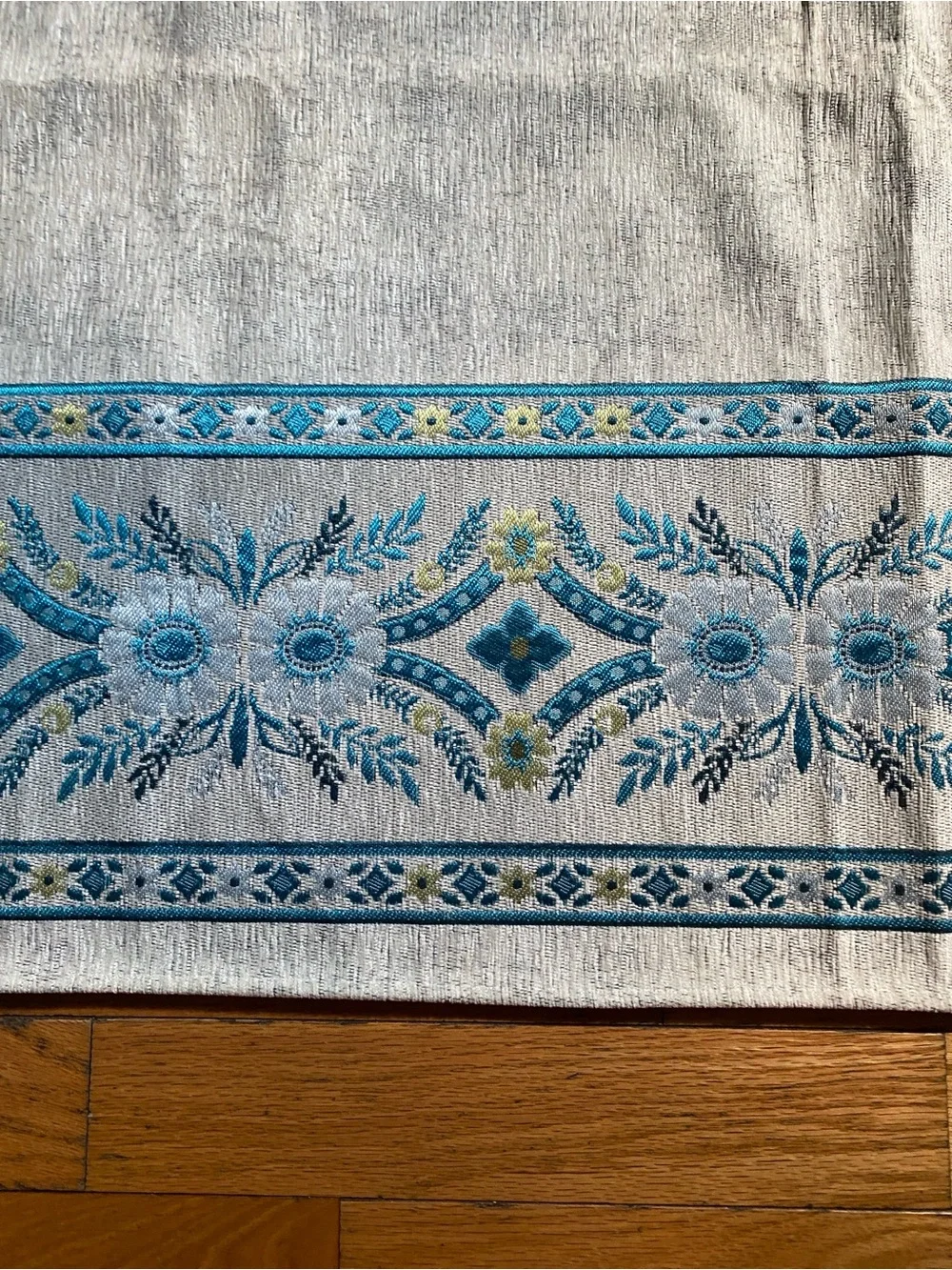 Cream Decorative Duvet Cover with Blue Pattern